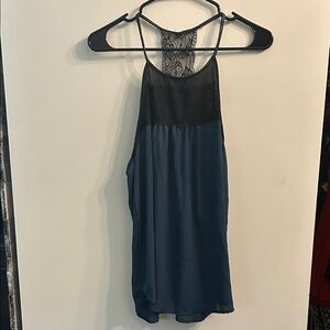 Socialite Black Lace and Blue Top